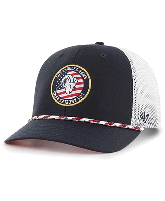 Men's '47 Brand Navy, White Los Angeles Rams Union Patch Trucker Adjustable Hat