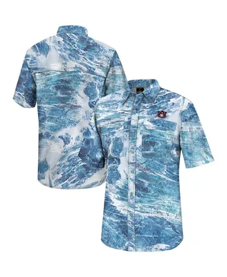 Men's Colosseum Blue Auburn Tigers Realtree Aspect Charter Full-Button Fishing Shirt