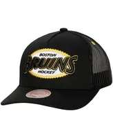 Men's Mitchell & Ness Black Boston Bruins Team Seal Trucker Snapback Hat