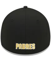 Men's New Era Black San Diego Padres Logo 39THIRTY Flex Hat