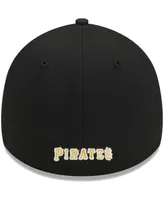 Men's New Era Black Pittsburgh Pirates Logo 39THIRTY Flex Hat