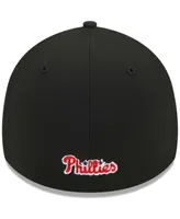 Men's New Era Black Philadelphia Phillies Logo 39THIRTY Flex Hat