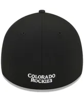 Men's New Era Black Colorado Rockies Logo 39THIRTY Flex Hat