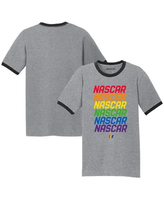 Men's Checkered Flag Sports Gray Nascar Repeat Logo T-shirt