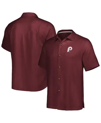 Men's Tommy Bahama Burgundy Philadelphia Phillies Sport Tropic Isles Camp Button-Up Shirt