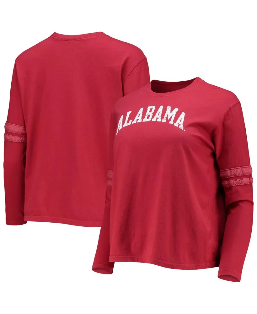 Women's Original Retro Brand Crimson Alabama Crimson Tide Vault Vintage-Like Stripe Long Sleeve T-shirt