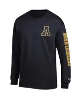 Men's Champion Black Appalachian State Mountaineers Team Stack Long Sleeve T-shirt