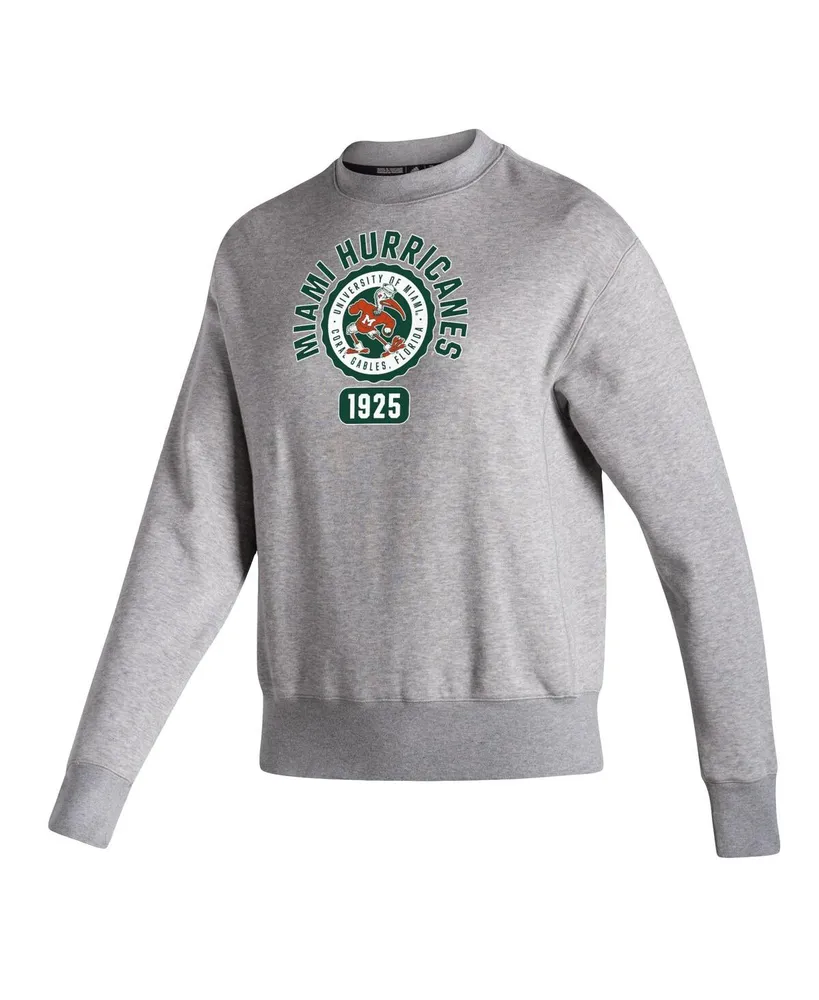 Women's adidas Heathered Gray Miami Hurricanes Vintage-Like Circle Pullover Sweatshirt