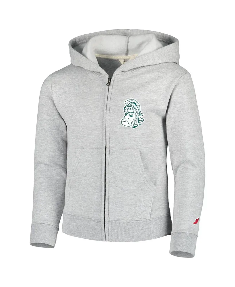 Big Boys League Collegiate Wear Heather Gray Michigan State Spartans Full-Zip Hoodie