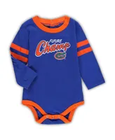 Newborn and Infant Boys Girls Royal, Orange Florida Gators Little Kicker Long Sleeve Bodysuit Sweatpants Set