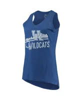 Women's Pressbox Royal Kentucky Wildcats Ferris Melange V-Neck Tank Top