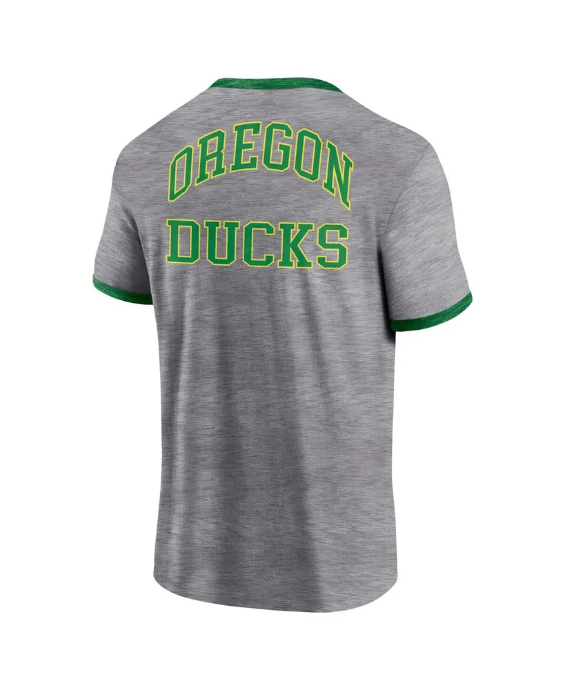 Men's Fanatics Heather Gray Oregon Ducks Classic Stack Ringer T-shirt