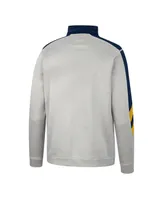 Men's Colosseum Gray, Navy Notre Dame Fighting Irish Bushwood Fleece Quarter-Zip Jacket