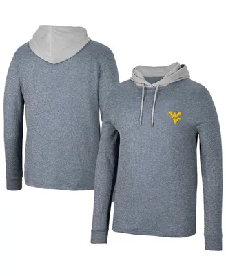 Men's Colosseum Navy West Virginia Mountaineers Ballot Waffle-Knit Thermal Long Sleeve Hoodie T-shirt