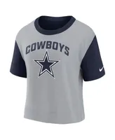 Women's Nike Navy, Silver Dallas Cowboys High Hip Fashion T-shirt