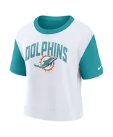 Women's Nike Aqua, White Miami Dolphins High Hip Fashion T-shirt