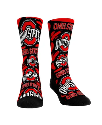 Men's and Women's Rock 'Em Socks Ohio State Buckeyes Allover Logo Paint Crew