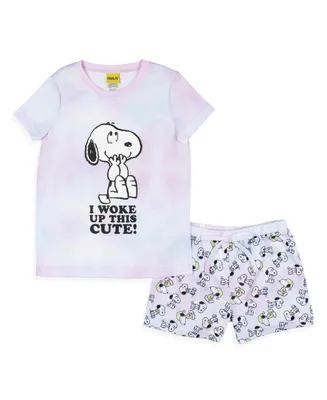 Peanuts Girls' I Woke Up This Cute Snoopy Tie-Dye Kids Sleep Pajama Set
