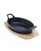 Basic Essentials 2 Piece Cast Iron Oval Sizzler Plate Set