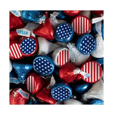 100 Pcs Patriotic Candy Hershey's Kisses Milk Chocolate (1lb, Approx. 100 Pcs) - Assorted pre
