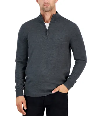 Alfani Men's Long-Sleeve Half-Zip Merino Sweater, Created for Macy's