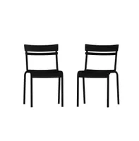 Emma+Oliver Rennes Armless Powder Coated Steel Stacking Dining Chair With 2 Slat Back For Indoor-Outdoor Use