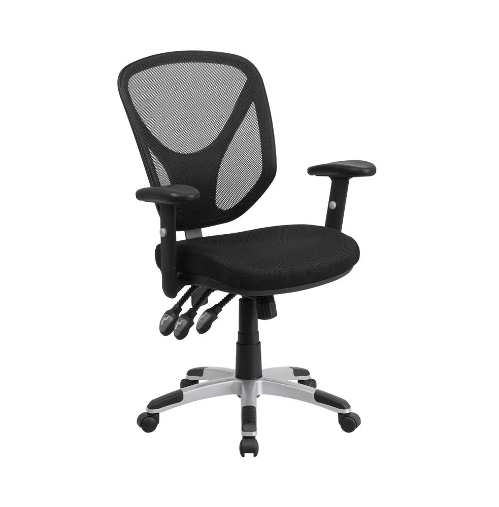 Emma+Oliver Mid-Back Mesh Multifunction Swivel Ergonomic Task Office Chair With Adjustable Arms