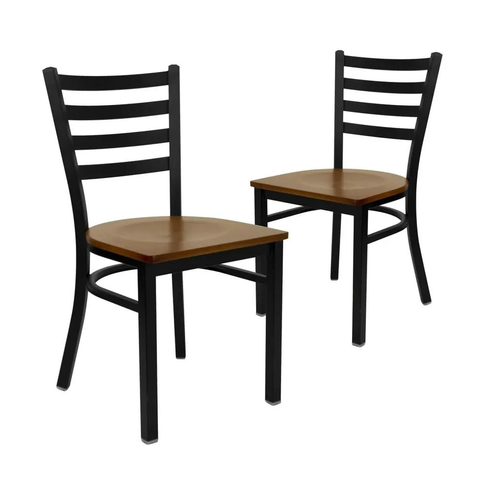 Emma+Oliver 2 Pack Ladder Back Metal Restaurant Chair