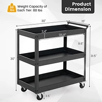 Costway 3-Tier Utility Cart Metal Storage Service Trolley