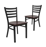 Emma+Oliver 2 Pack Ladder Back Metal Restaurant Chair