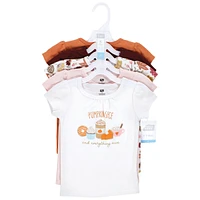 Hudson Baby Baby Girls Short Sleeve T-Shirts, Fall Pumpkin Spice