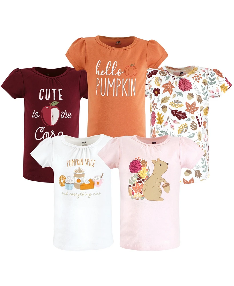 Hudson Baby Baby Girls Short Sleeve T-Shirts, Fall Pumpkin Spice