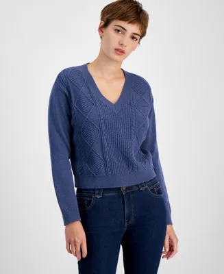 Tommy Jeans Women's V-Neck Cable-Knit Sweater
