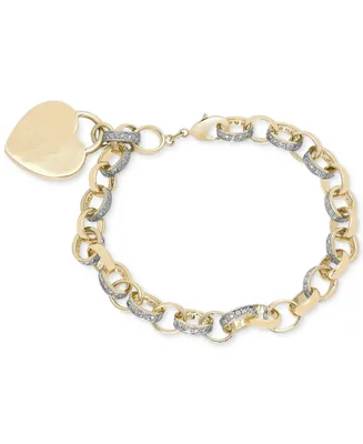Diamond Accent Heart Tag Chain Bracelet 7.5"