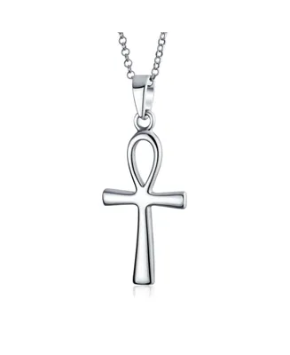 Bling Jewelry Key To Life Egyptian Ankh Cross Pendant Necklace For Women For Teen Polished .925 Sterling Silver