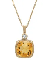 Citrine (2-1/3 ct. t.w.) & Lab-Grown White Sapphire (1/20 ct. t.w.) 18" Pendant Necklace in 14k Gold-Plated Sterling Silver