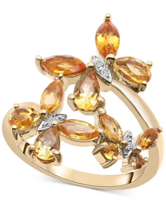 Citrine (1-5/8 ct. t.w.) & Diamond Accent Butterfly Bypass Ring in 14k Gold-Plated Sterling Silver
