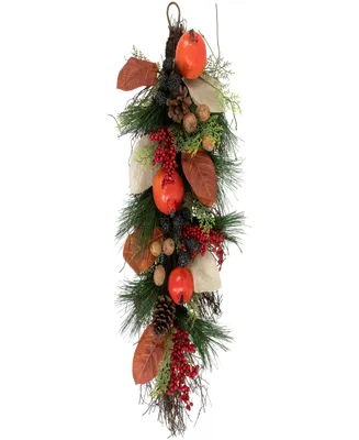 30" Autumn Harvest Mixed Berry and Pomegranate Artificial Teardrop Swag - Unlit