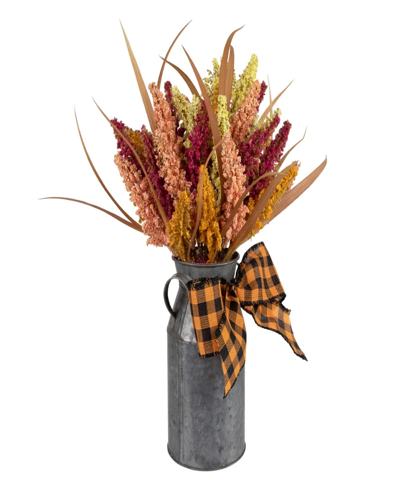 18" Autumn Harvest Foliage in Canister Floral Decoration