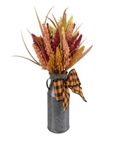 18" Autumn Harvest Foliage in Canister Floral Decoration