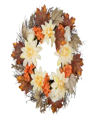 Orange and Cream Floral Fall Harvest Artificial Wreath 22"