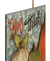 16.5" Give Thanks Fall Harvest Pumpkin Wall Sign