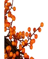 18" Red and Orange Berries Artificial Fall Harvest Twig Wreath 18" Unlit