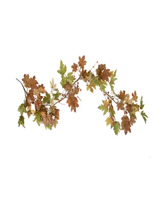 5' x 8" Maple Leaves and Berries Artificial Fall Harvest Garland Unlit