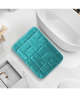 Ultra Soft Non-Slip Plush Memory Foam Bath Rug - Small 17"x24" - Tiled Design