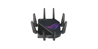 Asus Tri-b& Wi-Fi 6 Gaming router with 2.5G port, 10G port, Quad-core 2.0 GHz Cpu, Asus RangeBoost Plus, UNII4, Triple-level game acceleration, Black