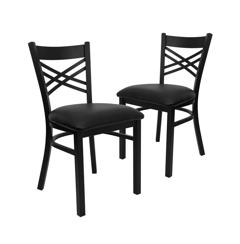 Emma+Oliver 2 Pack "X" Back Metal Restaurant Chair