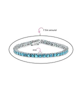 Bling Jewelry 12 Ctw 4 Prong Basket Set Solitaire Round Cubic Zirconia Cz Tennis Bracelet For Women Prom 7.5 Inch