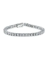 Bling Jewelry 12 Ctw 4 Prong Basket Set Solitaire Round Cubic Zirconia Cz Tennis Bracelet For Women Prom 7.5 Inch