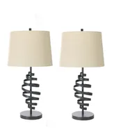 27.75" Metal Table Lamp with Designer Shade, Set of 2